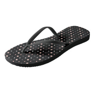 Pink, grey and black dots flip flops