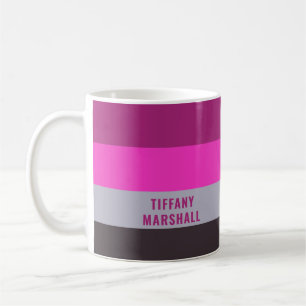 Pink, Grey, and Dark Muted Purple Stripes Pattern Coffee Mug