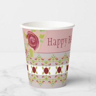 Pink Grey And Floral Paper Cups