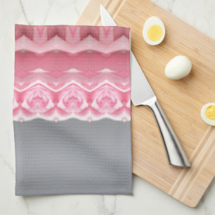 Pink Grey and Green Tea Towel