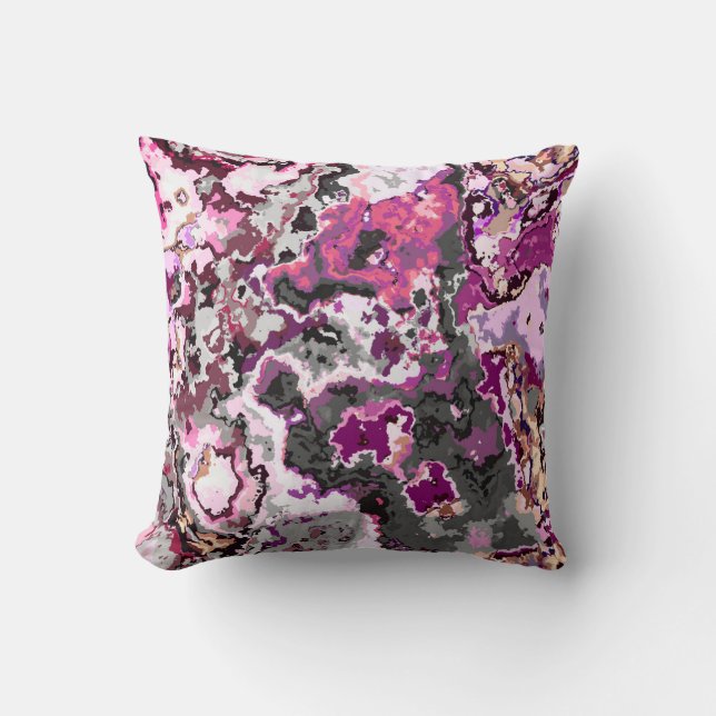 Pink, grey and Purple Abstract Cushion (Front)