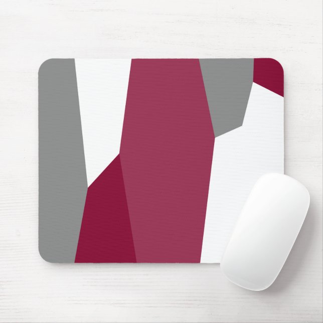 Pink Grey and White Abstract Mouse Mat (With Mouse)