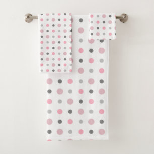 Pink, grey and white bath towel set