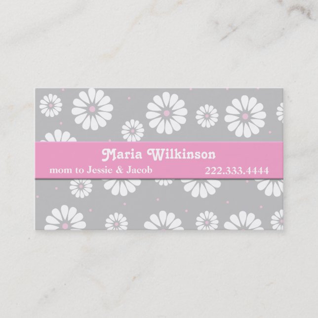 Pink, Grey, and White Daisy Mummy Card (Front)