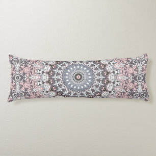 Pink Grey and White Mandala Pattern Body Cushion
