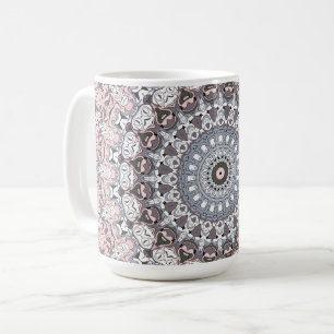 Pink Grey and White Mandala Pattern Coffee Mug