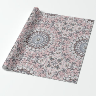 Pink Grey and White Mandala Pattern Wrapping Paper