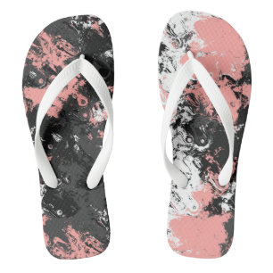Pink, grey and White Marble Flip Flops