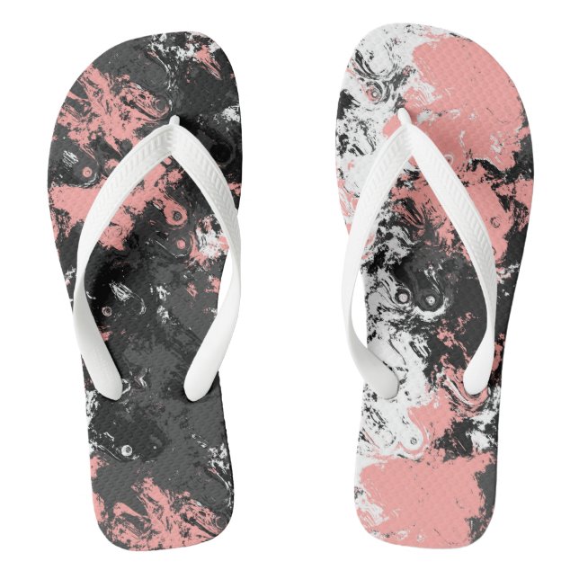 Pink, grey and White Marble Flip Flops (Footbed)
