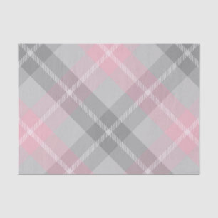 pink grey and white plaid tissue paper