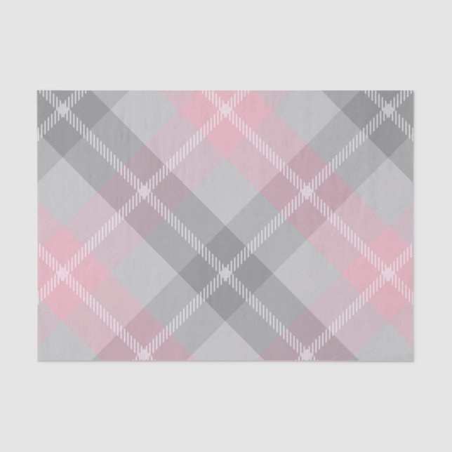 pink grey and white plaid tissue paper (Front)