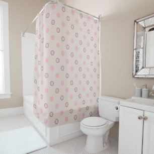 Pink, grey and white shower curtain