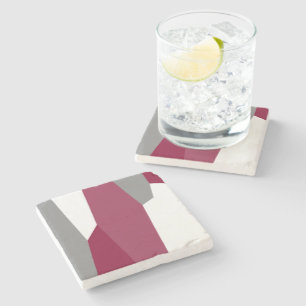 Pink Grey and White Stone Coaster