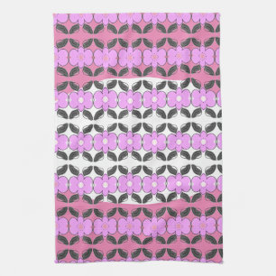 Pink grey and white tea towel