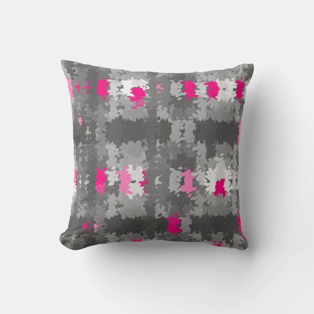 Pink, grey and white throw Pillow (Front)