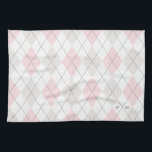 Pink & Grey Argyle Pattern Monogram Kitchen Towel<br><div class="desc">Modern and feminine kitchen towel featuring pink and grey argyle pattern. Customise by adding your own monogram. This will be a perfect as a personalised housewarming gift and is perfect as an accent to your kitchen.</div>