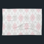 Pink & Grey Argyle Pattern Monogram Kitchen Towel<br><div class="desc">Modern and feminine kitchen towel featuring pink and grey argyle pattern. Customise by adding your own monogram. This will be a perfect as a personalised housewarming gift and is perfect as an accent to your kitchen.</div>