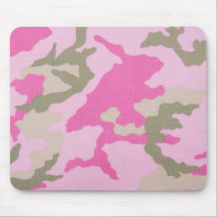 Pink Grey Army Camouflage Mouse Pad