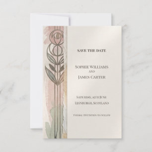 Pink Grey Art Nouveau Save The Date