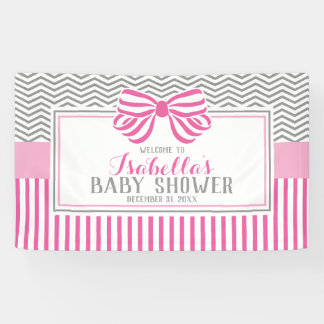 Pink & Grey Baby Shower Party Banner