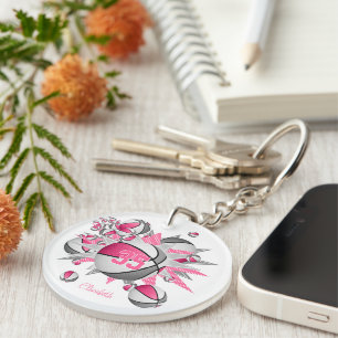 pink grey basketball blowout girls jersey number key ring