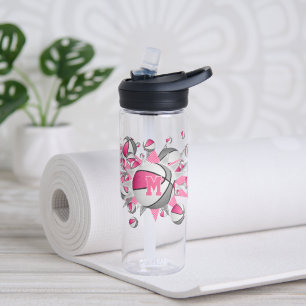 pink grey basketballs stars personalised water bottle