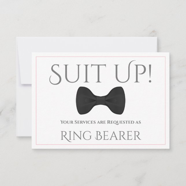 Pink & Grey Be My Ring Bearer Card (Front)