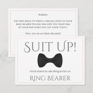 Pink & Grey Be My Ring Bearer Card