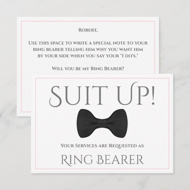 Pink & Grey Be My Ring Bearer Card (Front/Back)