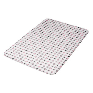 Pink, grey, black and white bath mat