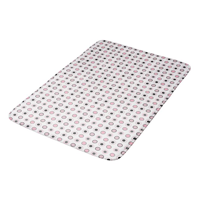 Pink, grey, black and white bath mat (Angled)