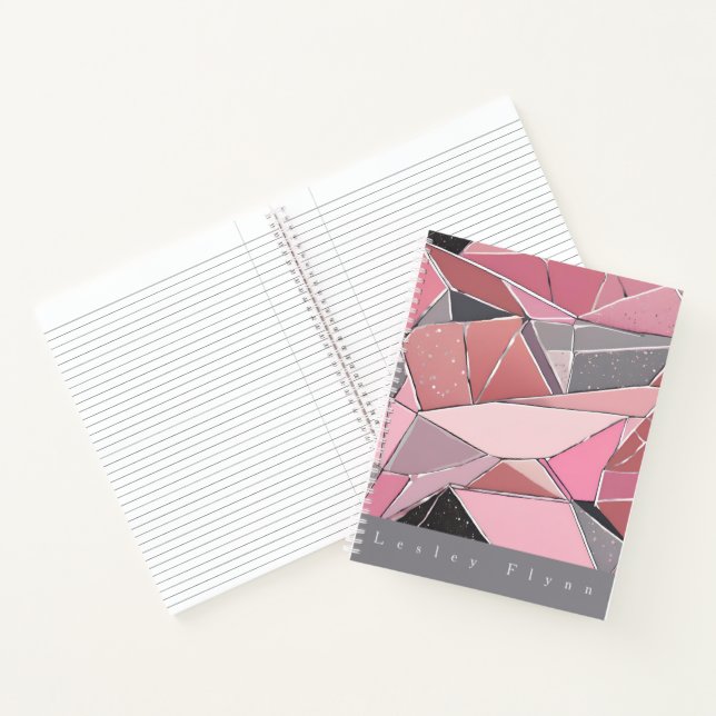 Pink, Grey, Black Glass Shards Hardcover Notebook (Inside)