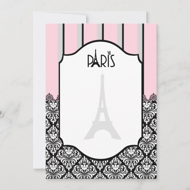 Pink, grey, black, stripe, chandelier  announcement (Front)