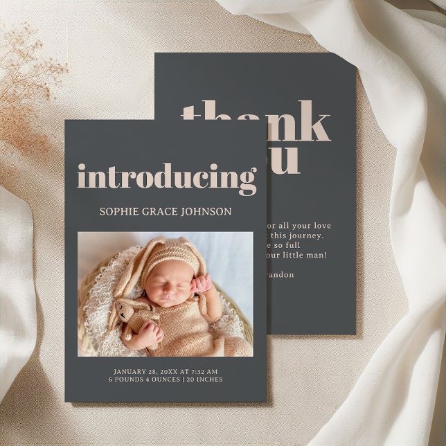 Pink Grey Boho Typography Baby Shower Announcement (Creator Uploaded)