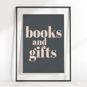 Pink Grey Boho Typography Baby Shower Books Gifts  Poster