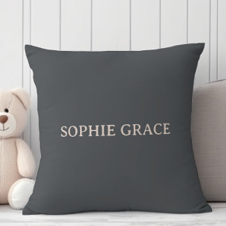 Pink Grey Boho Typography Baby Shower Cushion