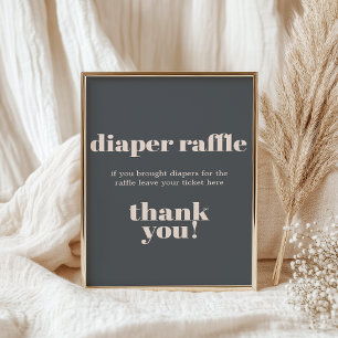 Pink Grey Boho Typography Baby Shower Diaper Poster