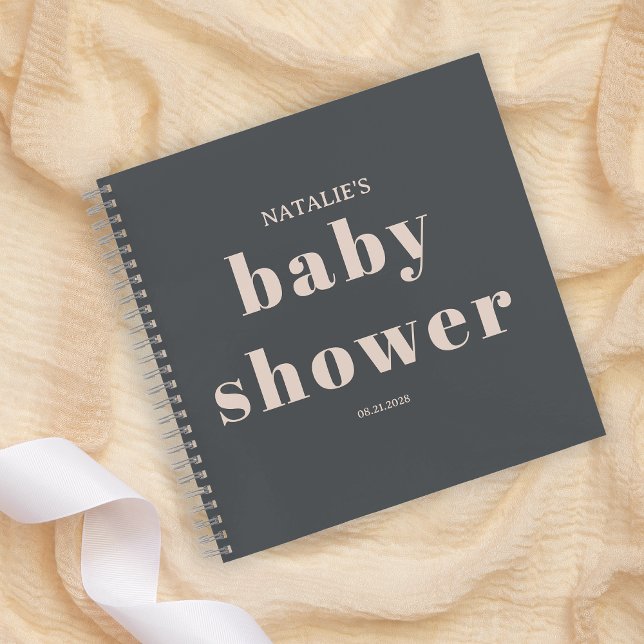 Pink Grey Boho Typography Baby Shower Guest Notebook (Creator Uploaded)