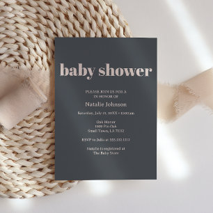 Pink Grey Boho Typography Baby Shower Invitation