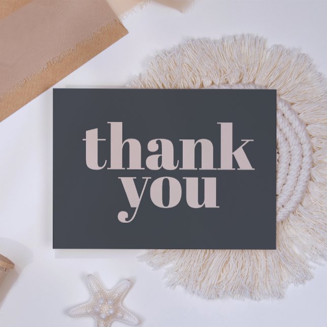 Pink Grey Boho Typography Baby Shower Thank You Card (Creator Uploaded)