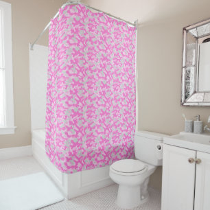 Pink Grey Camouflage Shower Curtain