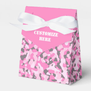 Pink & Grey Camouflaged Tent Favour Box