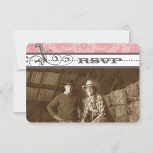 Pink & Grey Chandelier Wedding RSVP