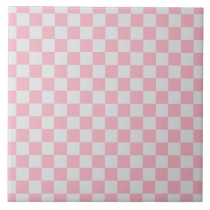 Pink + Grey Check Chequered Chequerboard Pattern Tile