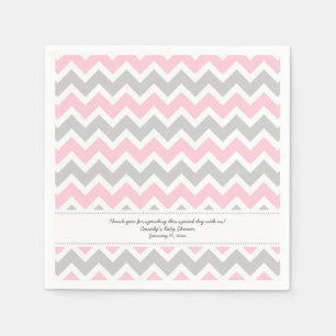 Pink Grey Chevron Baby Shower ADD YOUR WORDING Napkin