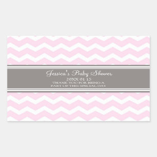 Pink Grey Chevron Baby Shower Favour Stickers