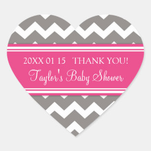 Pink Grey Chevron Baby Shower Favour Stickers