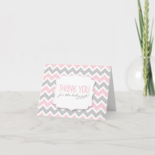 Pink Grey Chevron Baby Shower thank you notes