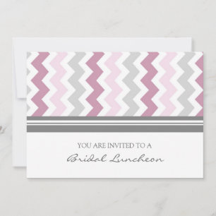 Pink Grey Chevron Bridal Lunch Invitation Cards