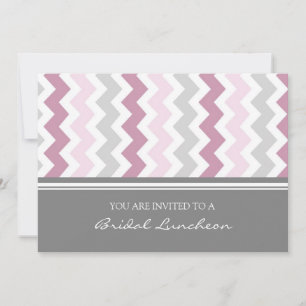 Pink Grey Chevron Bridal Lunch Invitation Cards